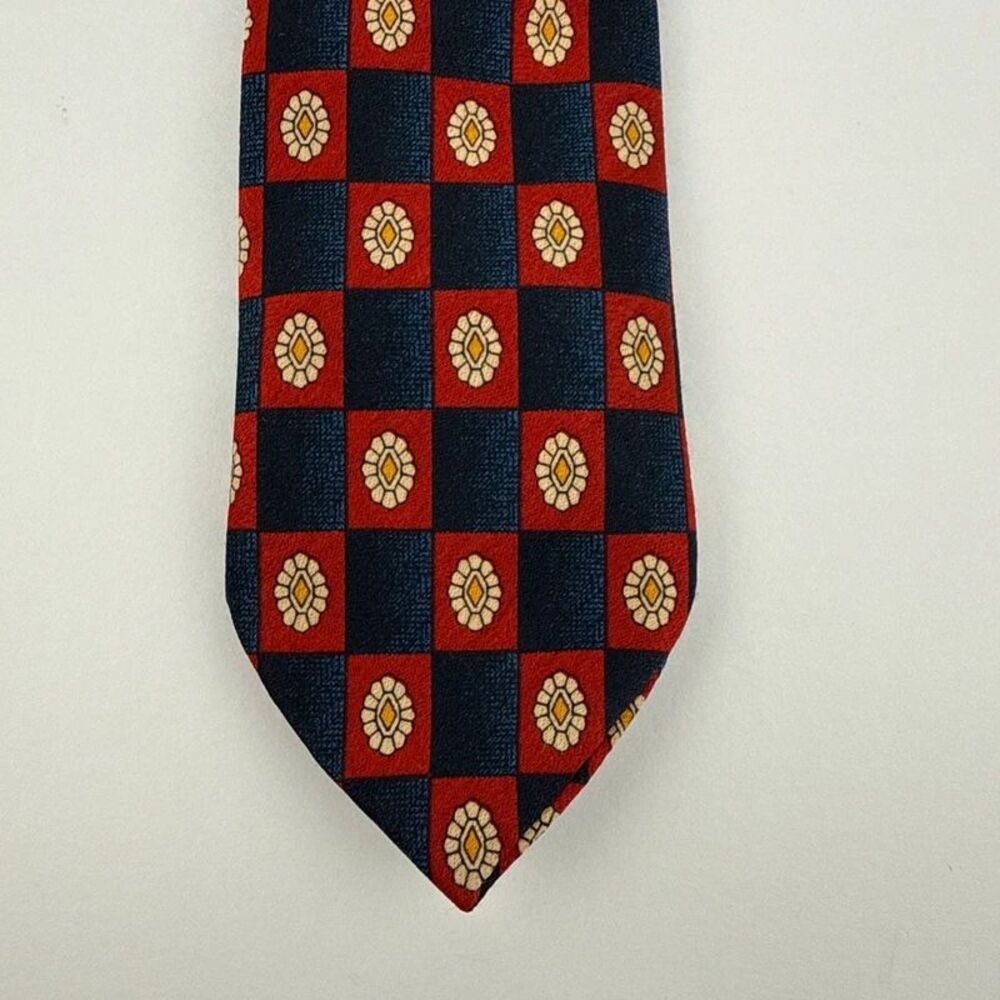 Imp Originals Boys Zippe Tie Red Navy Blue Geometric Medallion Pre-Tied  13"
